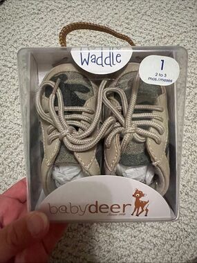 Baby Deer Beige and Olive Camo Baby Shoes